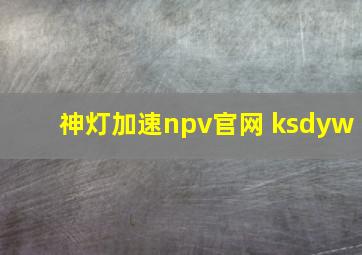 神灯加速npv官网 ksdyw